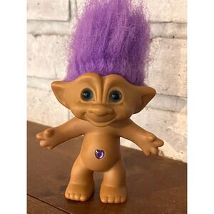 Vintage Ace Novelty 80s 90s Purple Gem Troll Doll